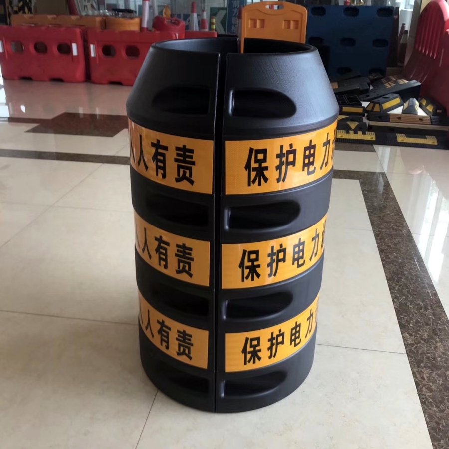 环保塑料电杆警示墩_防撞桶作用_电杆防撞桶材质