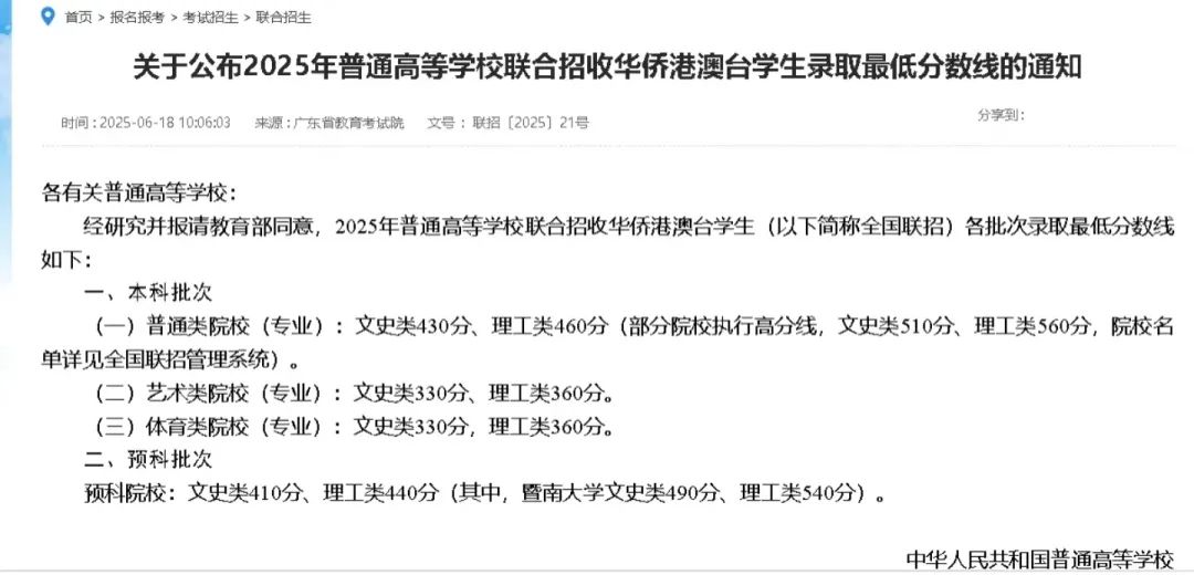 2025年高考分数线_华侨生联考报名条件_华侨生联考