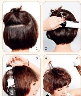 短发卷发棒内扣梨花头_DIY卷发教程_卷发棒使用方法