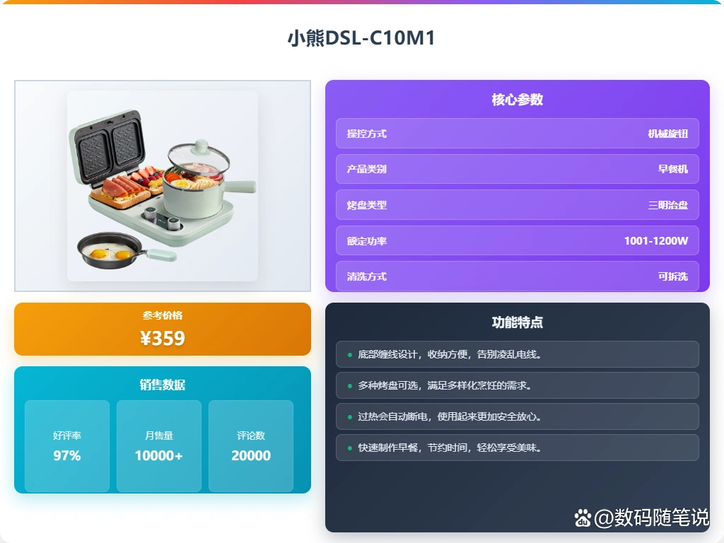 小熊电器多功能早餐机_小熊早餐机推荐_小熊早餐机哪个型号好