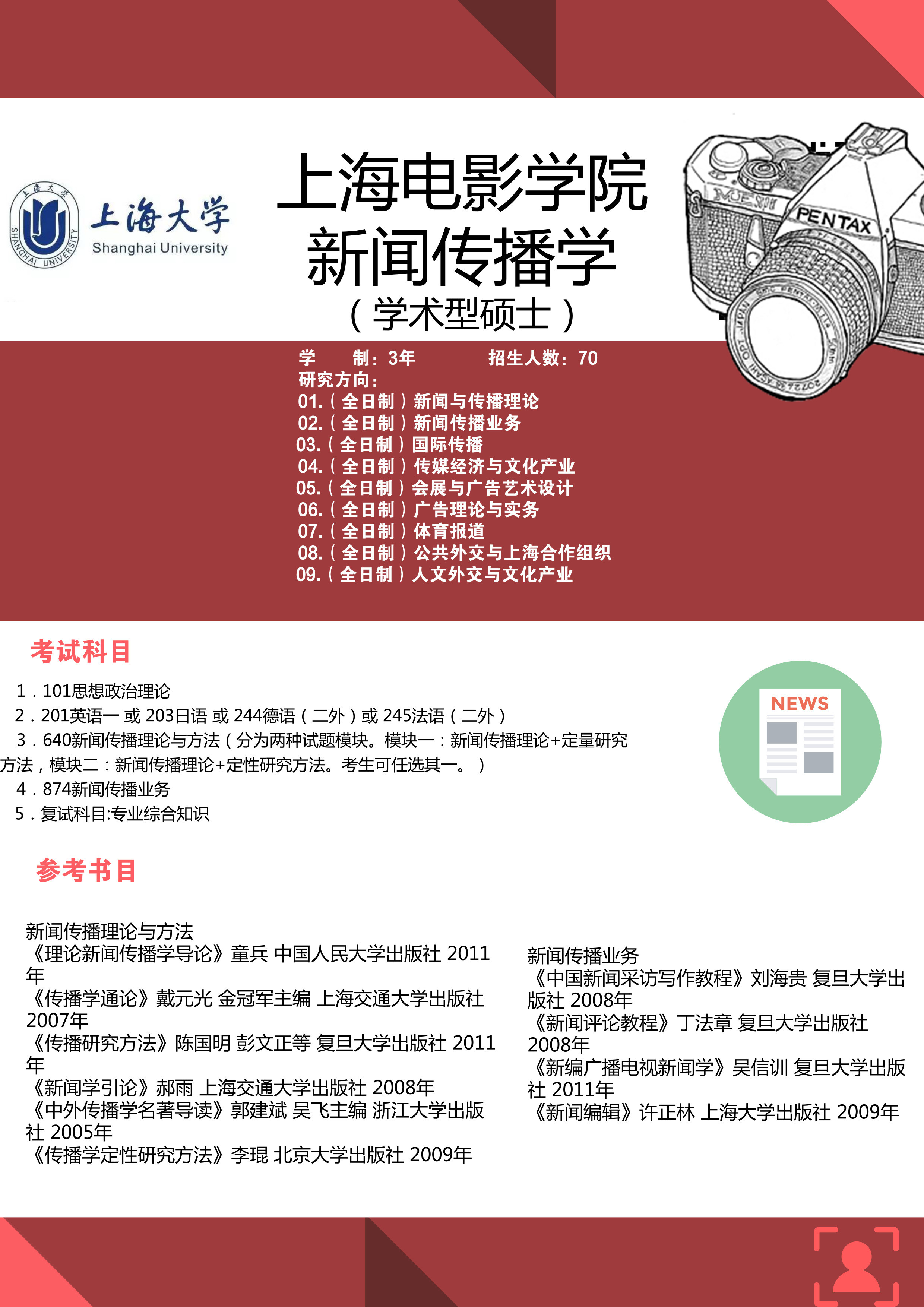 上海电影学院新闻传播学考研考试科目_上海电影学院新闻传播学考研招生简章_三本考上海大学传播学考研
