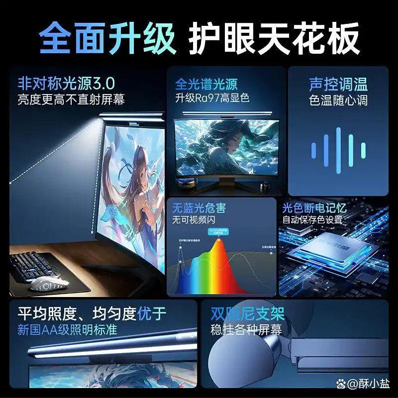 电脑灯排列_全光谱LED屏幕灯选购指南_电脑屏幕灯怎么选护眼