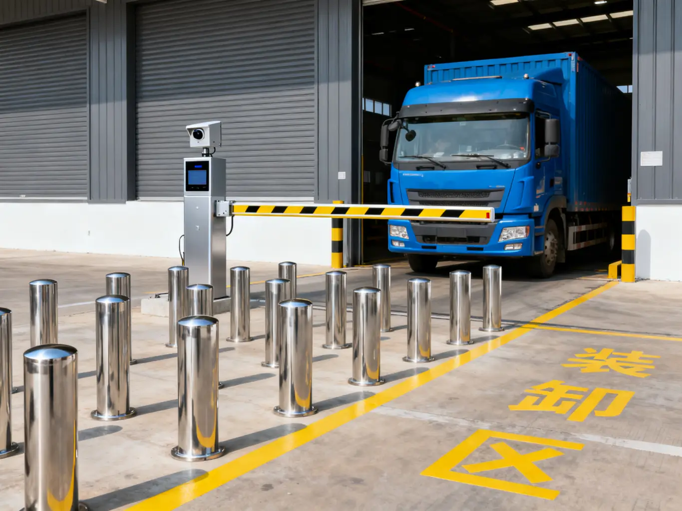 防撞桶布局_防撞柱厂家_车间安全规划_智能防撞系统