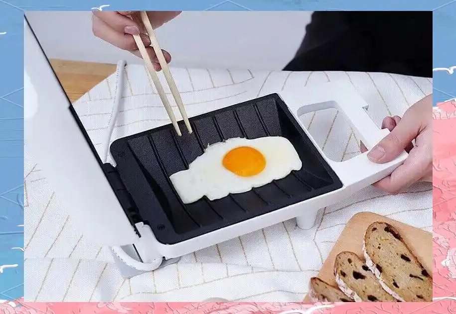 理想早餐吐司荷包蛋火腿片_Pinlo三明治机迷你早餐神器_三明治机早餐机