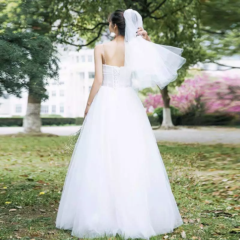 轻婚纱_轻婚纱吊带 旅拍 人体工学设计