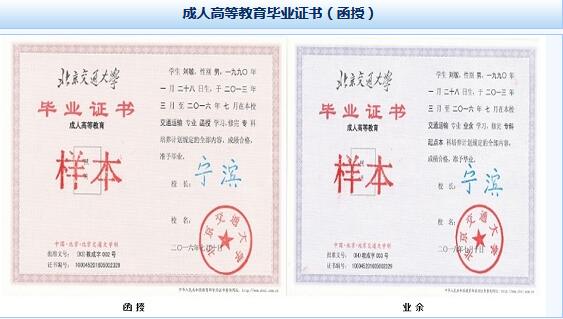 北京交通大学毕业_成人教育毕业证书样本_北京交通大学毕业证书样本